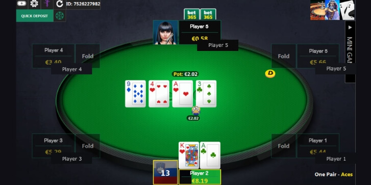 Poker table at Bet365