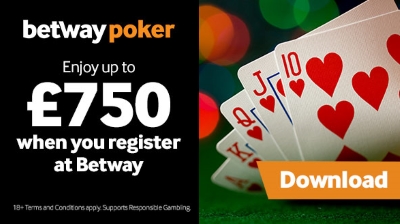 Betway Poker offers a generous sign-up bonus